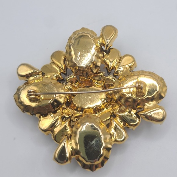 Vintage Rhinestone Brooch Brown Cupcake Setting Gold Tone‎ Heavy - Picture 4 of 10